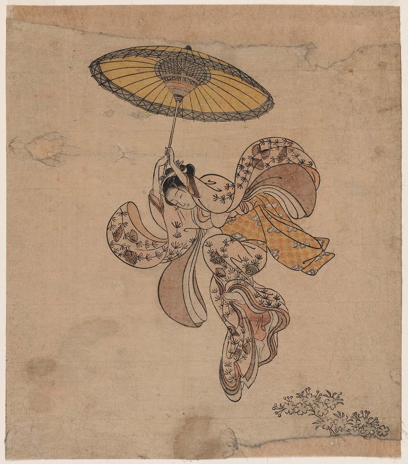 Young Woman Jumping from the Kiyomizu Temple Balcony with an 