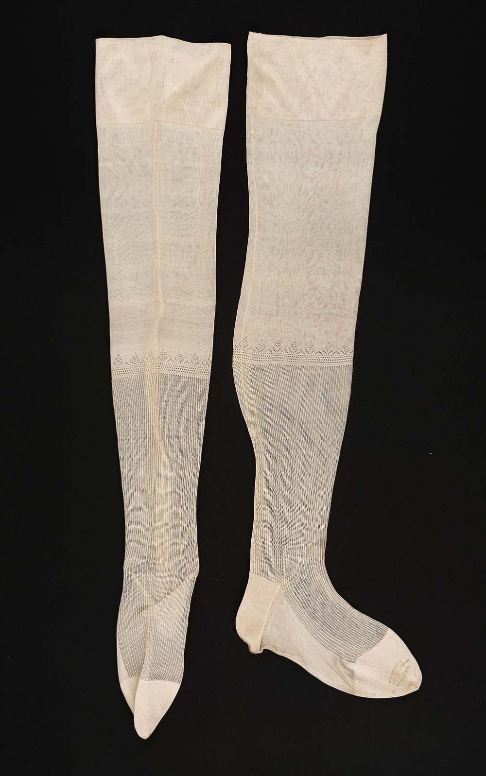 Pair of white silk knitted stockings – Works – Museum of Fine Arts, Boston