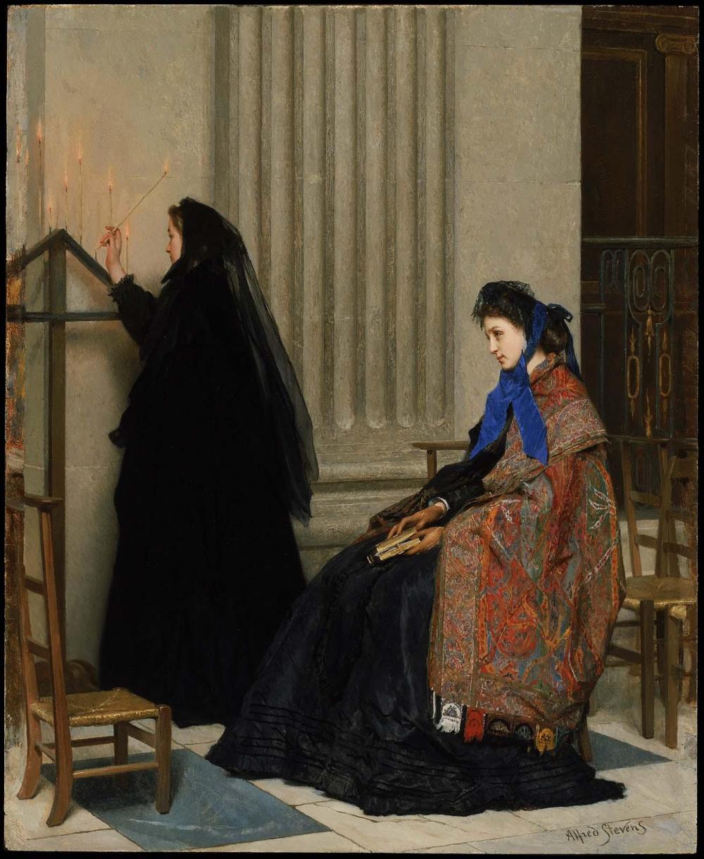 油絵 Alfred Stevens - アモレの結婚 ma1786 - 絵画